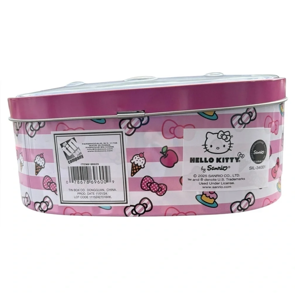 Sanrio Hello Kitty Face Pink and White Bead Handle Tin Lunch Box Purse
